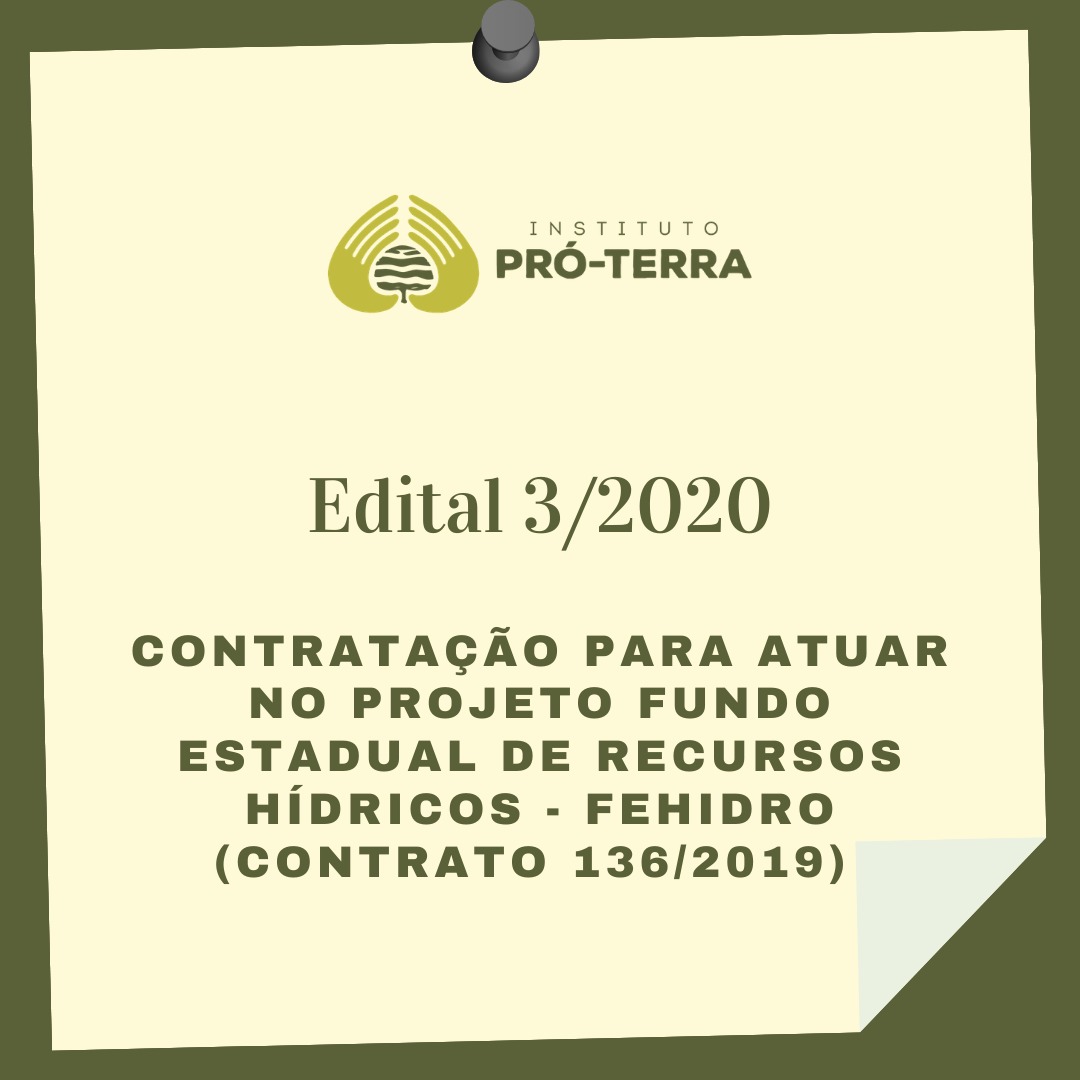 Edital 3/2020                        PRORROGADO ATÉ 22 DE JANEIRO DE 2021